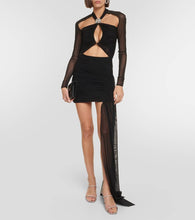 David Koma Asymmetric cutout jersey minidress