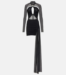 David Koma Asymmetric cutout jersey minidress