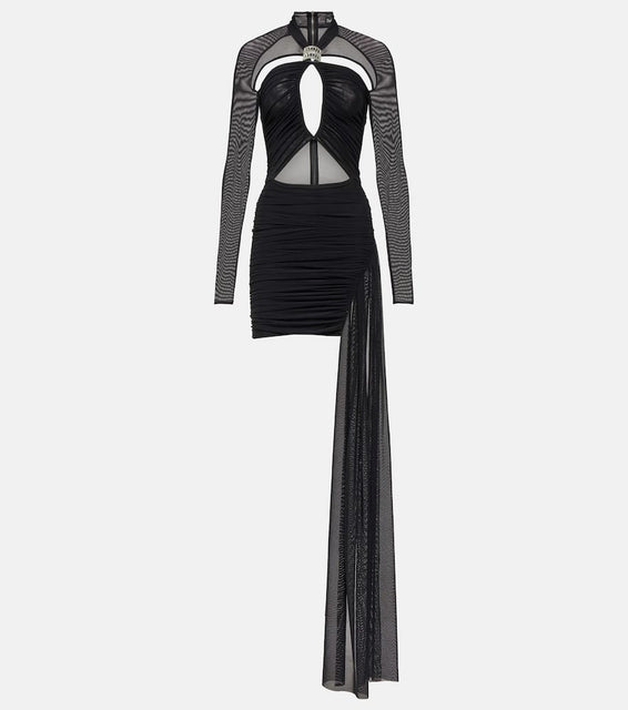 David Koma Asymmetric cutout jersey minidress