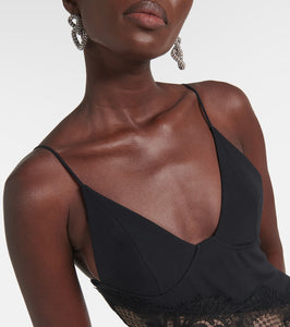 David Koma Asymmetric lace-trimmed minidress