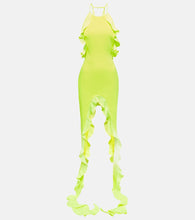David Koma Asymmetric ruffled midi dress. David Koma 不对称荷叶边中长连衣裙