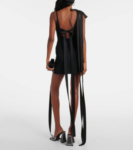 David Koma Bow-detail satin and cady minidress