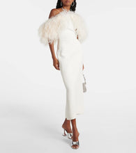 David Koma Bridal feather-trimmed midi dress