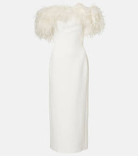 David Koma Bridal feather-trimmed midi dress