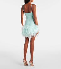 David Koma Cami feather-trimmed wool minidress