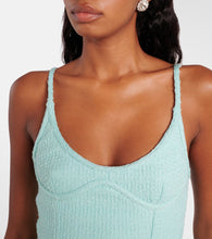 David Koma Cami feather-trimmed wool minidress