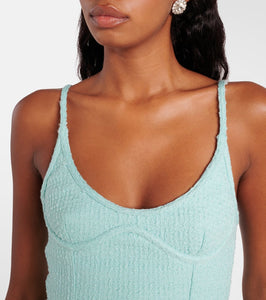 David Koma Cami feather-trimmed wool minidress