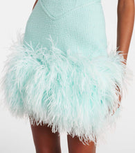David Koma Cami feather-trimmed wool minidress