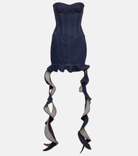 David Koma Corset denim minidress. David Koma 紧身胸衣牛仔迷你连衣裙