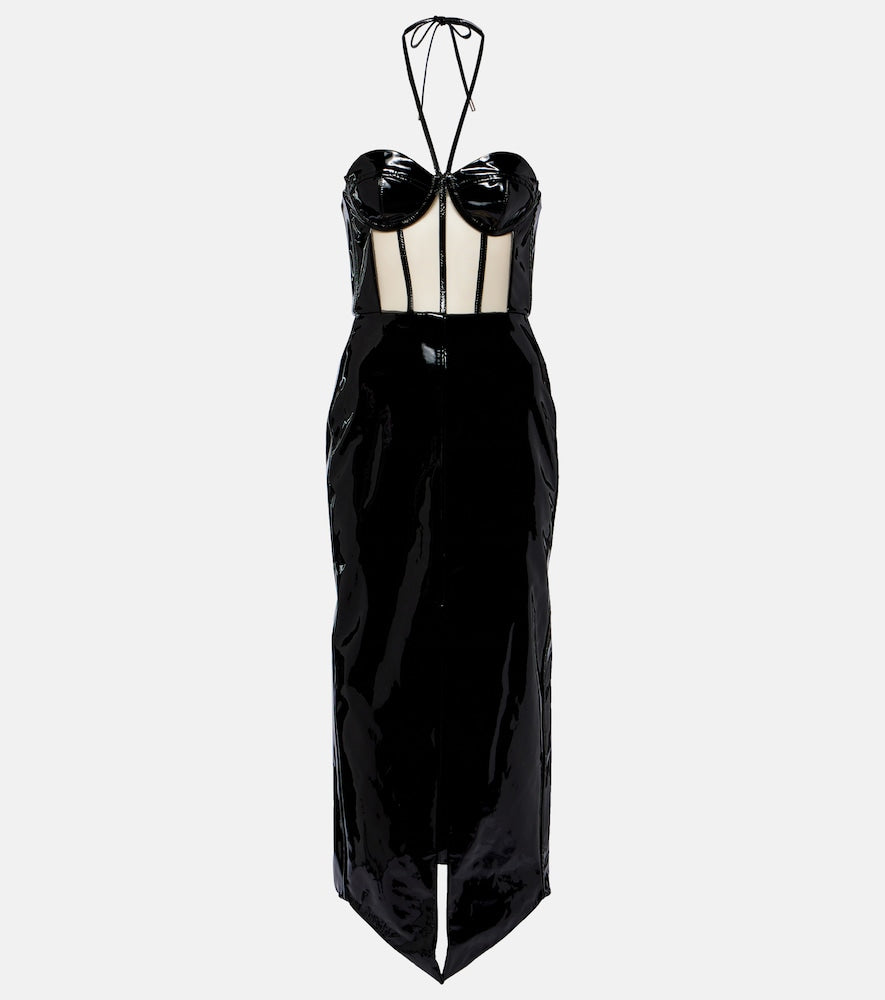 David Koma Corset patent leather midi dress. David Koma Corset 漆皮中长连衣裙