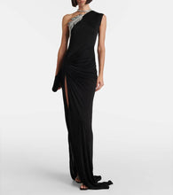 David Koma Crystal Feather jersey gown