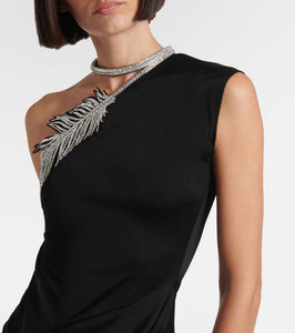 David Koma Crystal Feather jersey gown