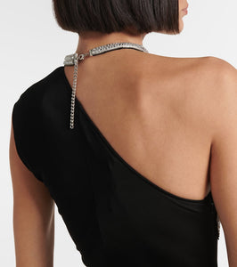 David Koma Crystal Feather jersey gown