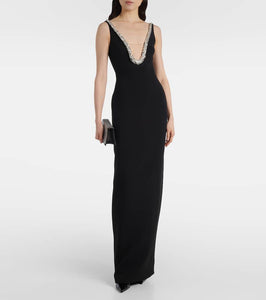 David Koma Crystal-embellished cady gown