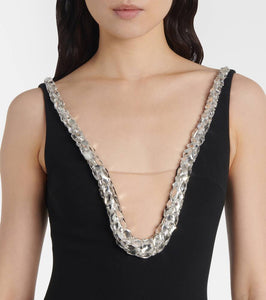 David Koma Crystal-embellished cady gown