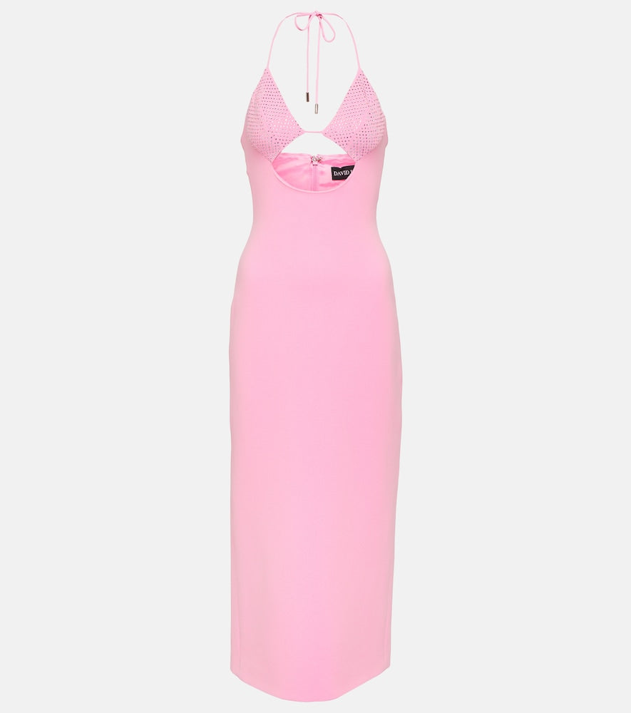 David Koma Crystal-embellished cutout midi dress. David Koma 水晶装饰镂空中长连衣裙