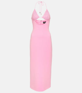 David Koma Crystal-embellished cutout midi dress