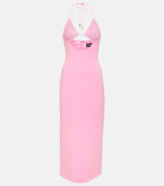 David Koma Crystal-embellished cutout midi dress