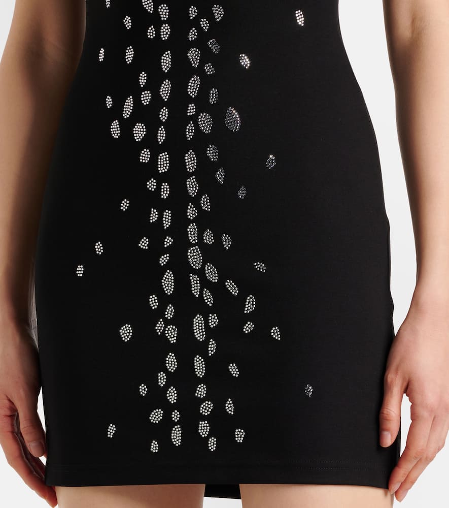 David Koma Crystal-embellished jersey minidress