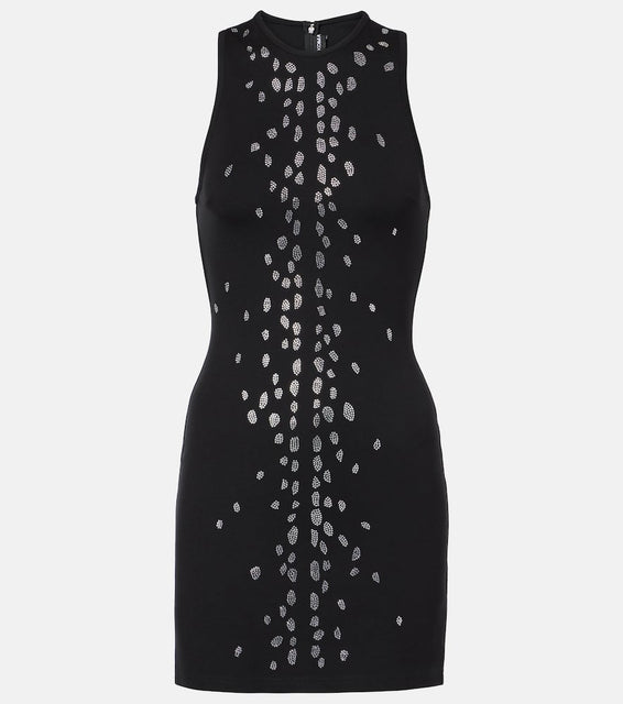 David Koma Crystal-embellished jersey minidress