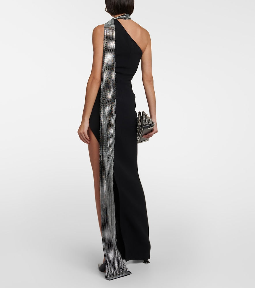 David Koma Crystal-embellished scarf gown