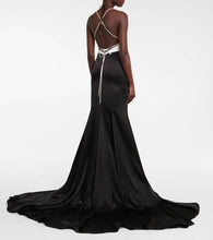 David Koma Embellished cady and satin gown