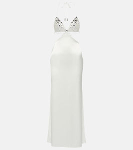 David Koma Embellished cutout satin slip dress
