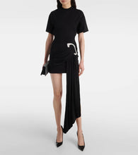 David Koma Embellished draped jersey minidress
