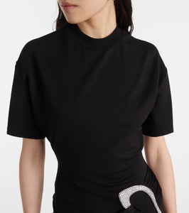 David Koma Embellished draped jersey minidress