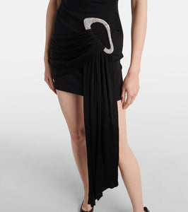 David Koma Embellished draped jersey minidress