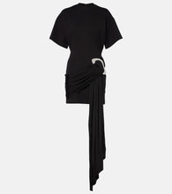 David Koma Embellished draped jersey minidress