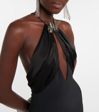 David Koma Embellished halter-neck minidress