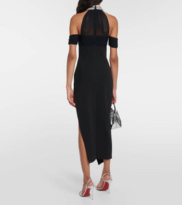 David Koma Embellished halterneck midi dress