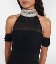 David Koma Embellished halterneck midi dress