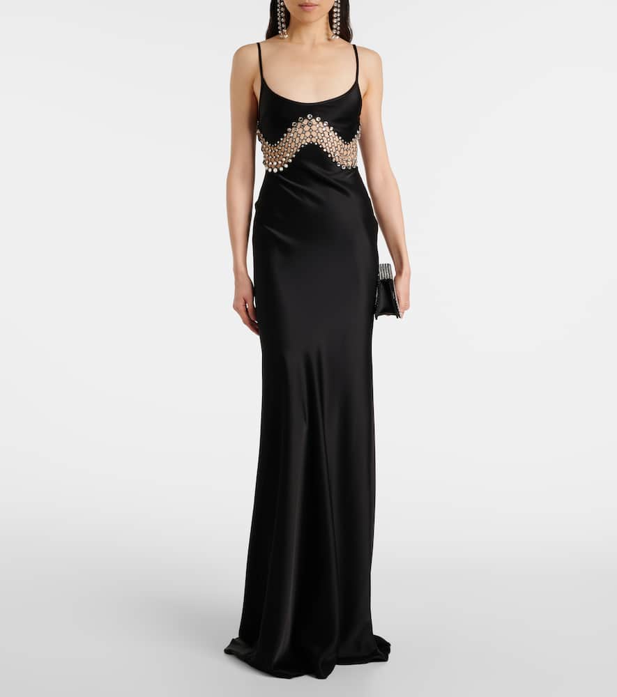 David Koma Embellished satin gown