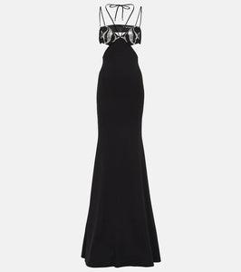 David Koma Embroidered cutout gown