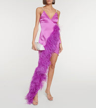 David Koma Feather-trimmed asymmetric gown