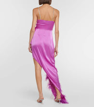 David Koma Feather-trimmed asymmetric gown