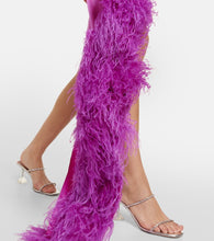 David Koma Feather-trimmed asymmetric gown