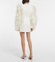 David Koma Feather-trimmed cady minidress