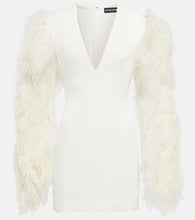 David Koma Feather-trimmed cady minidress. David Koma 羽毛饰边绉纱迷你连衣裙