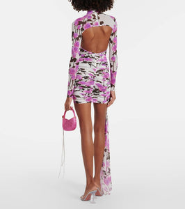 David Koma Floral ruched minidress