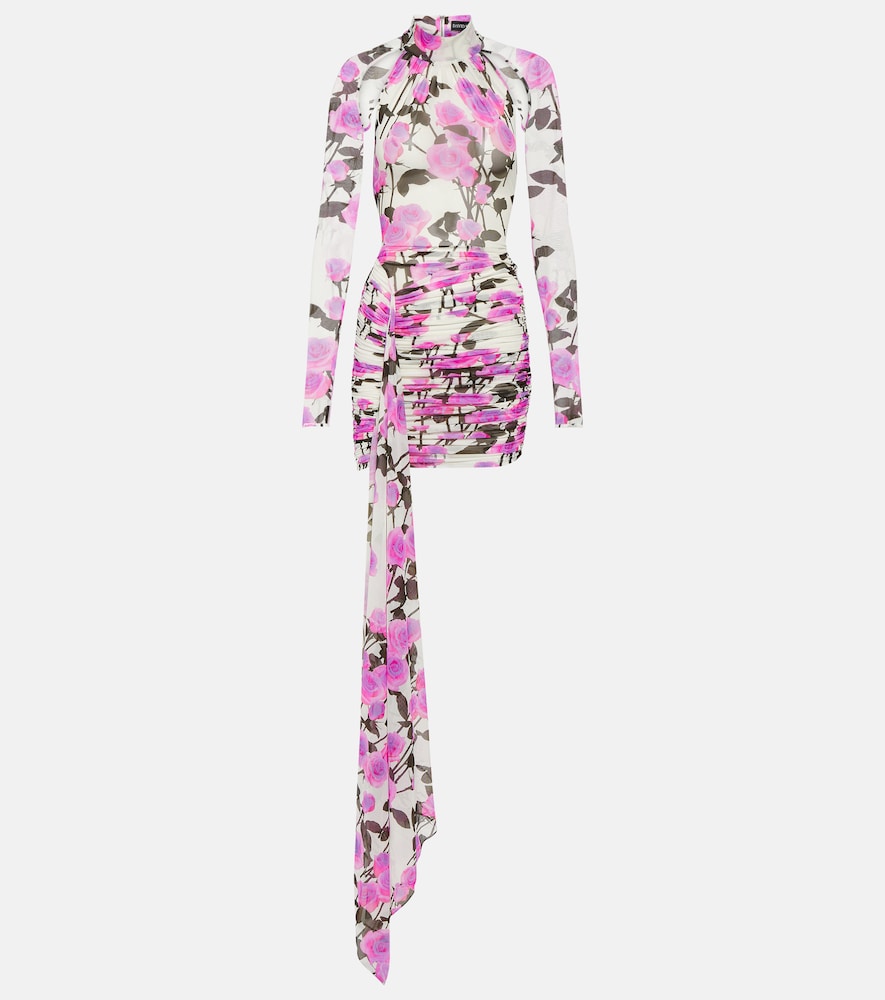David Koma Floral ruched minidress. David Koma 花卉褶皱迷你连衣裙