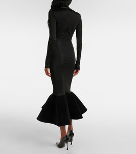 David Koma Flounced jersey midi dress