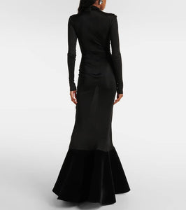 David Koma Flounced velvet and jersey gown