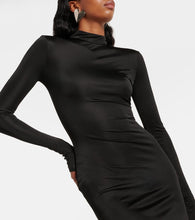 David Koma Flounced velvet and jersey gown