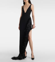 David Koma Fringed asymmetric cady gown