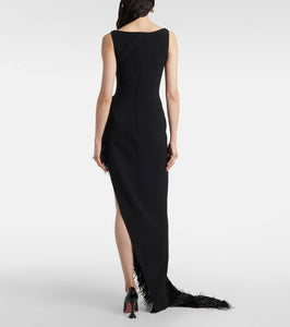 David Koma Fringed asymmetric cady gown