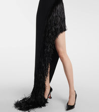 David Koma Fringed asymmetric cady gown