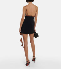 David Koma Leather-trimmed cady minidress